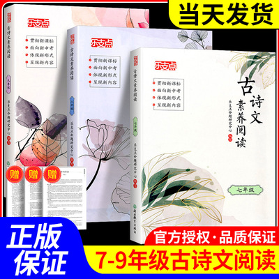 乐支点 古诗文素养阅读 七八九年级3册可选 初中语文古诗文阅读素养提升专题训练 中考文言文复习用书 文学素养提升训练指导用书