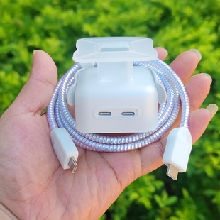蘋果iPhone16 max 30W 35W雙口充電器殼數據線保護套纏繞繩 15pro