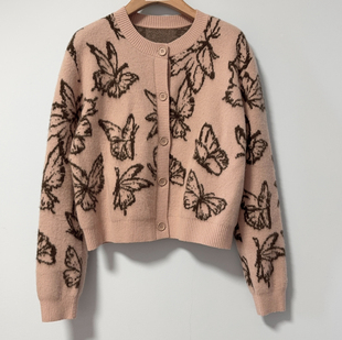 2444B64126吊牌1399 真我永恒2024冬绵羊毛毛衣开衫