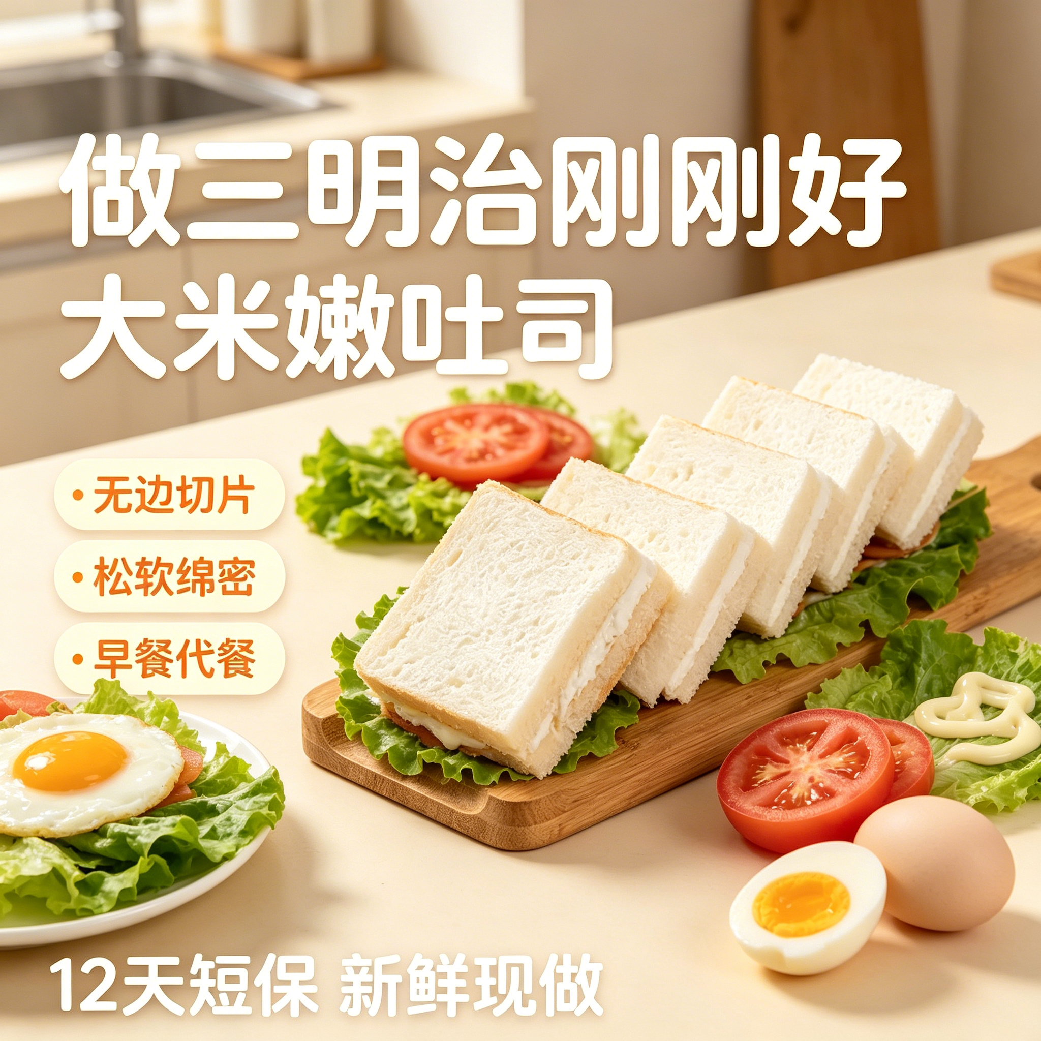 邻小言大米吐司配料干净软嫩吐司早餐点心办公室代餐短保12天320g
