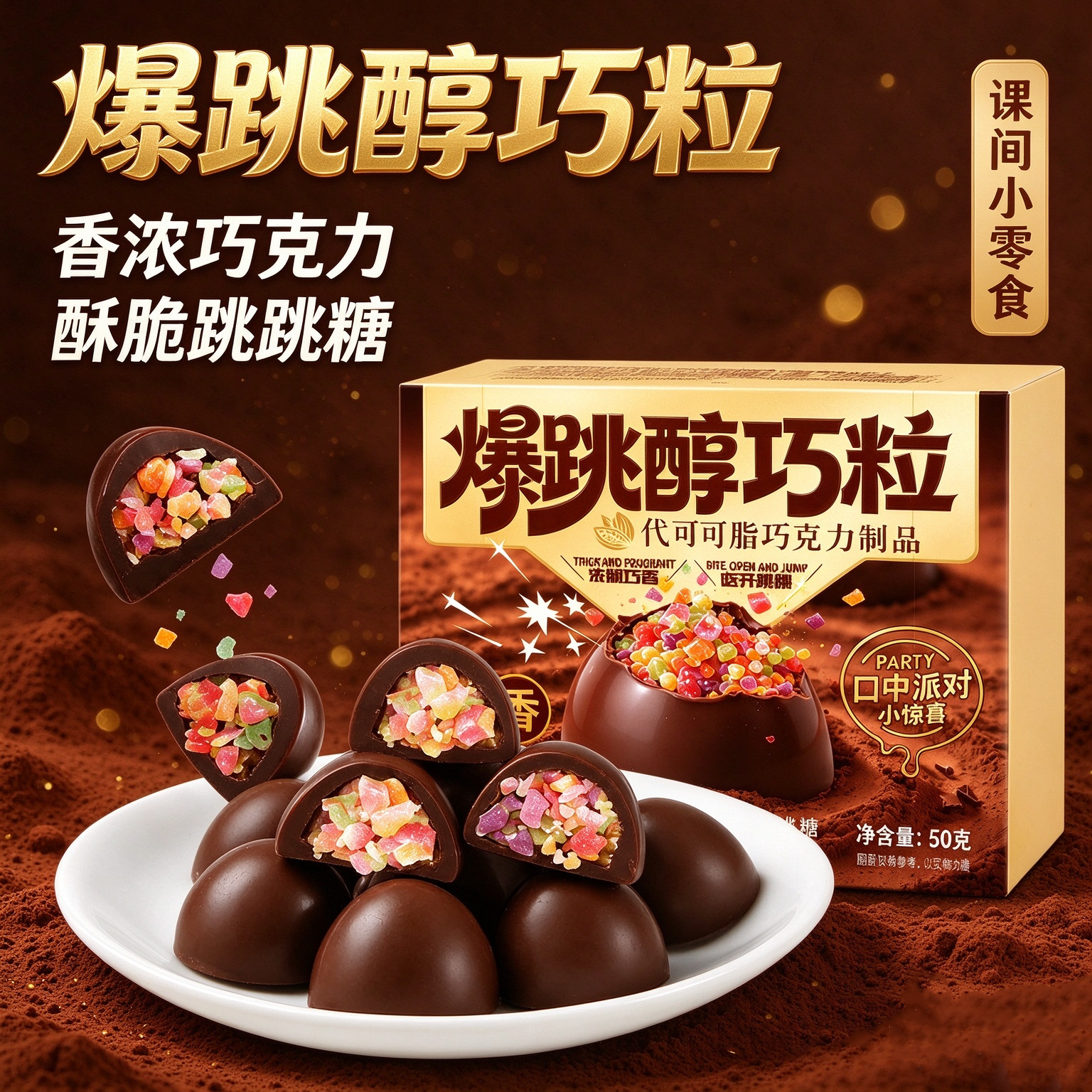 网红爆跳醇巧粒跳跳糖巧克力