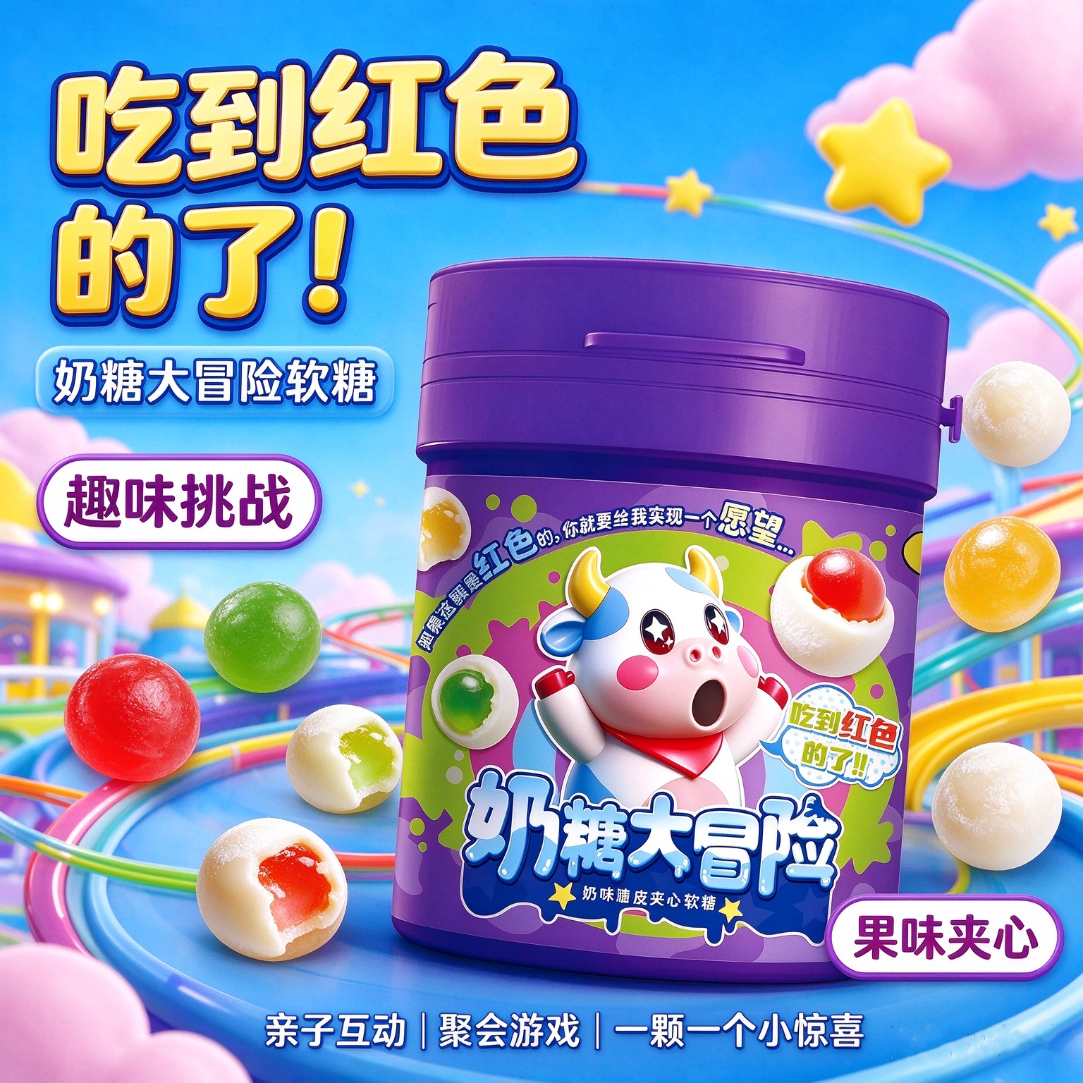 奶糖大冒险怪味豆整蛊糖果猜颜色挑战罐装趣味搞怪学生休闲小零食