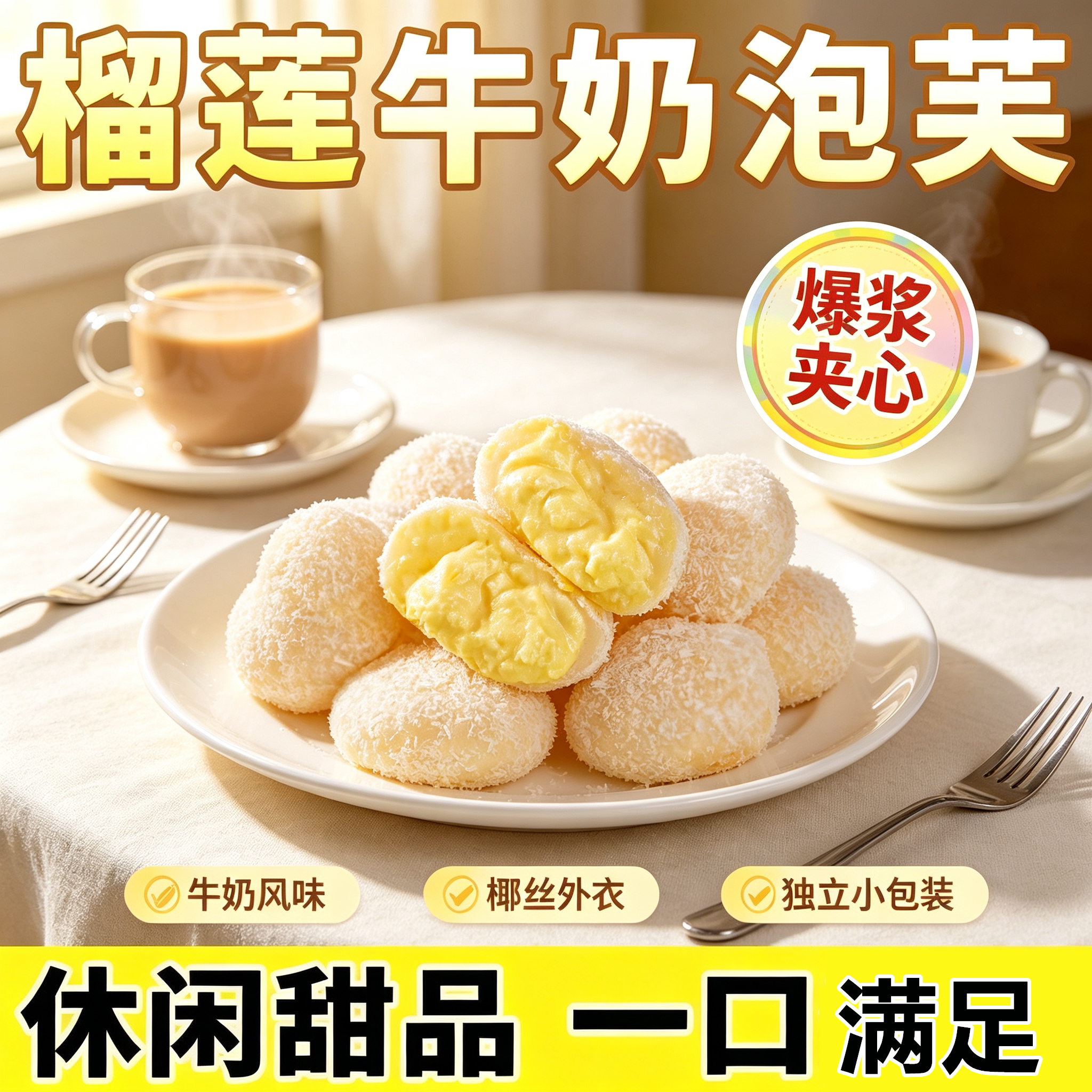 多禧熊榴莲牛奶爆浆雪媚娘独立装