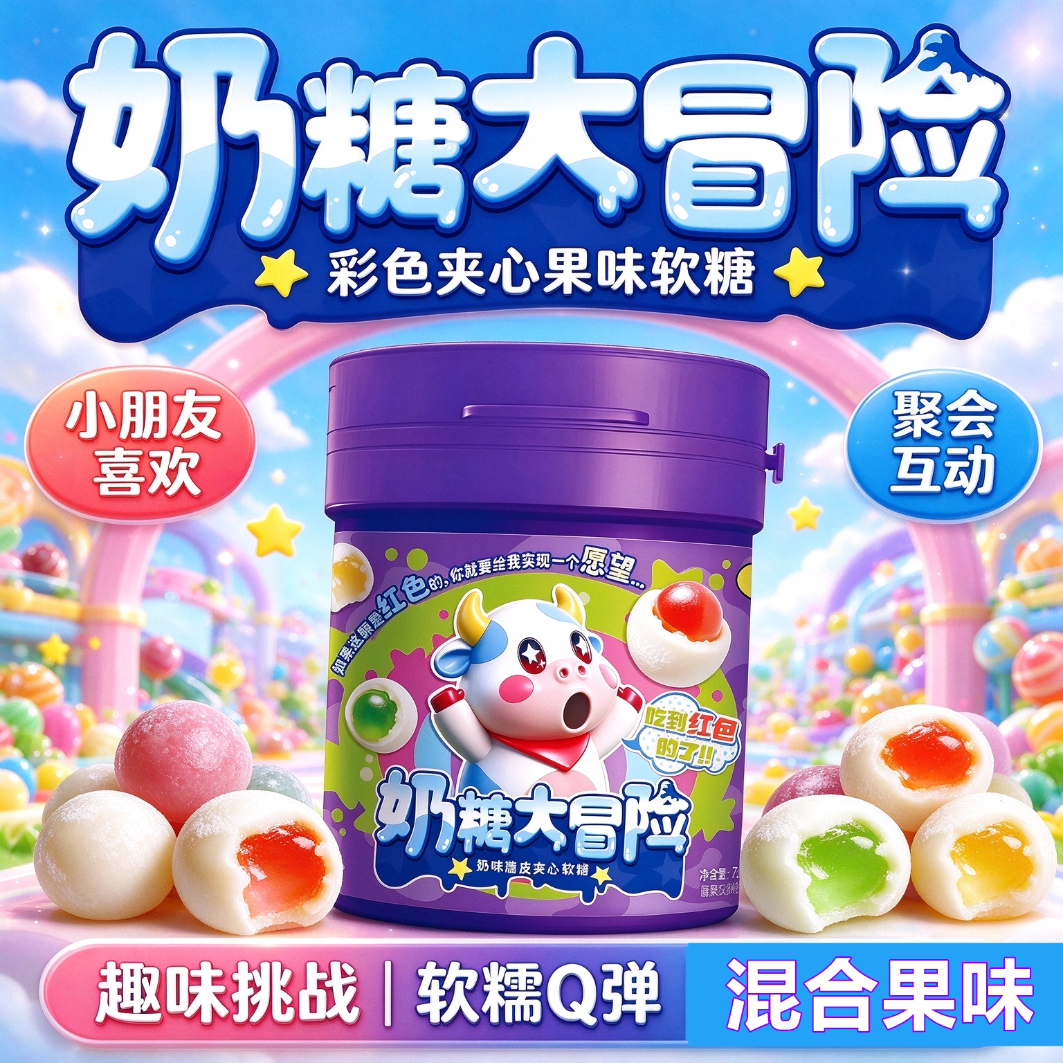 同耀奶糖大冒险罐装软糖整蛊搞怪糖果聚会互动游戏学生解馋小零食