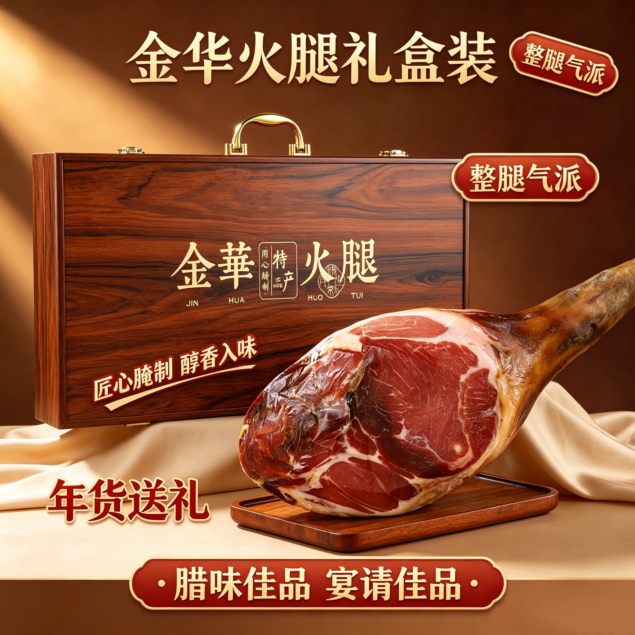 金华火腿兆媛整腿木盒特产腊味春节年货礼盒节日拜访送礼团购佳品
