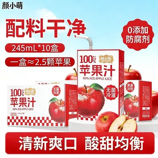 颜小萌苹果汁250ml*10盒清爽便携外出野餐解渴办公室下午茶饮品