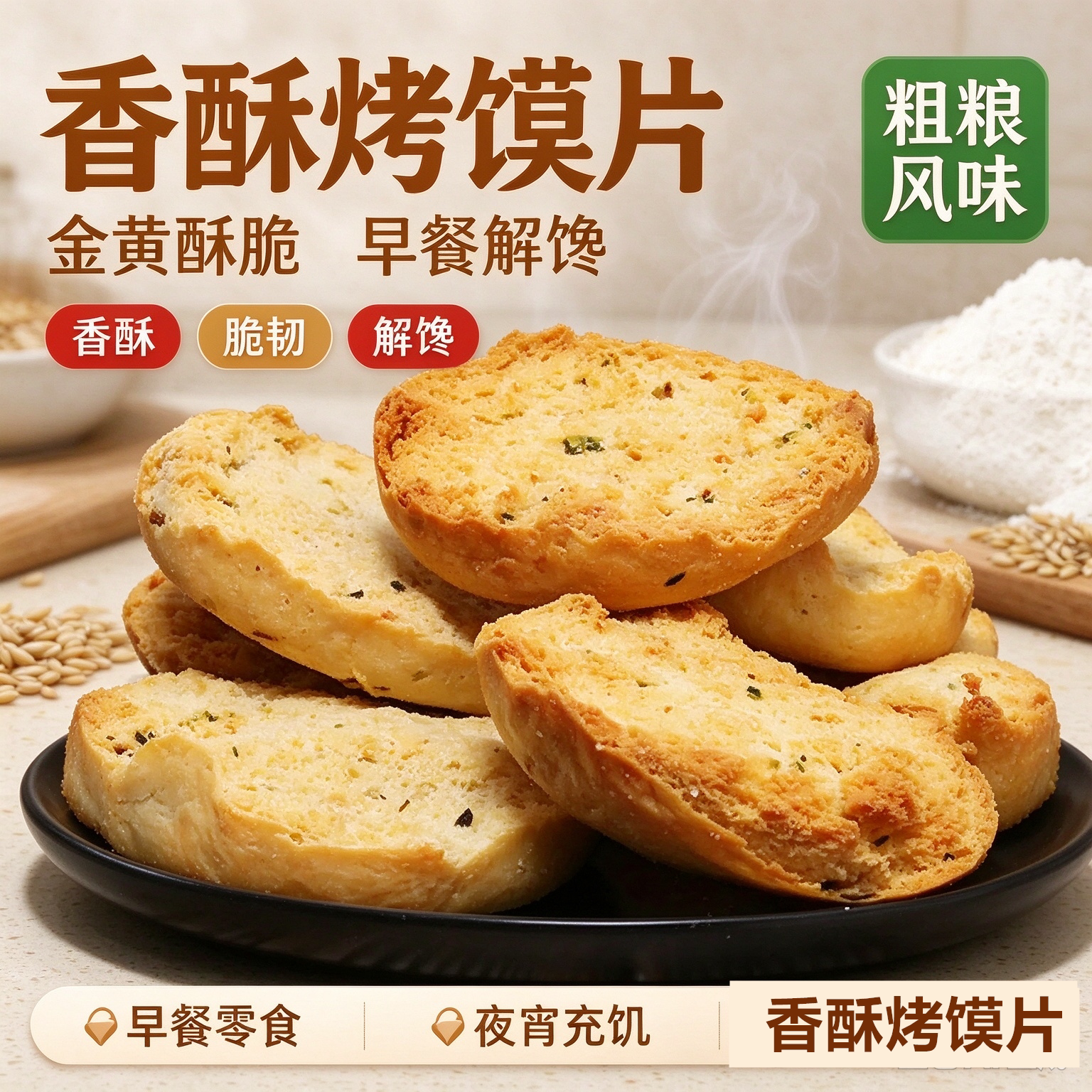 子诺蒲城烤馍片600g香酥即食