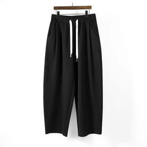 牧木男装秋冬新款日系潮牌简约直筒宽松卫裤男休闲纯色拖地阔腿裤