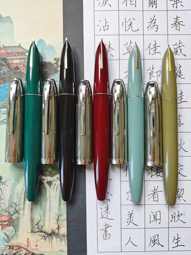 英雄钢笔565长刀风手工打磨书法练字暗尖粗杆学生用铱金墨水笔