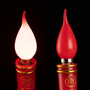 LED红色蜡烛小螺口长明佛龛供灯电香炉烛台财神灯电蜡烛莲花灯泡