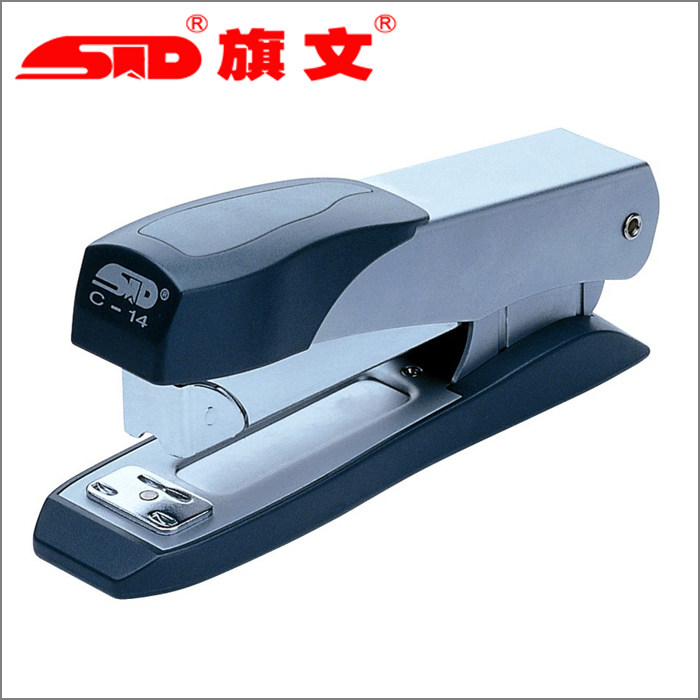 包邮 香港旗文c-14按键式轻型加厚订书机 省力型装订45页订书器