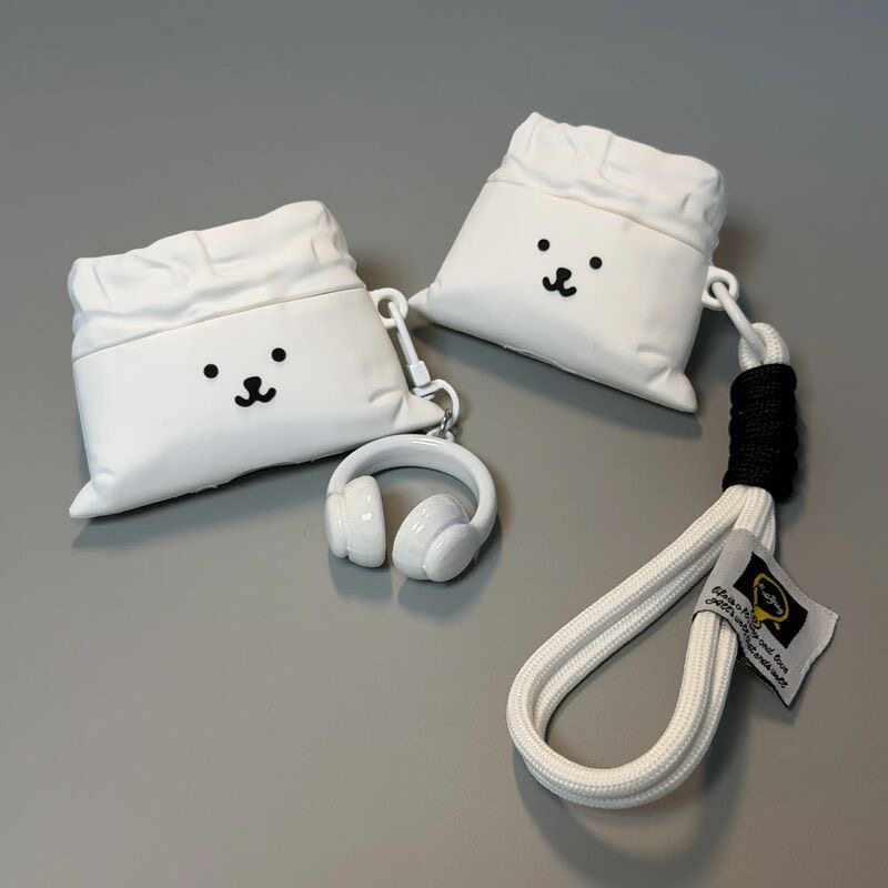 可爱自嘲熊布袋适用airpods 5代保护套airpods4保护套苹果耳机保护壳airpodspro3代蓝牙耳机壳airpods3三四代