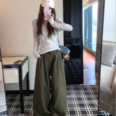 Oguuo 四粒扣针织打底衫女秋冬小V领内搭可外穿修身显瘦长袖上衣