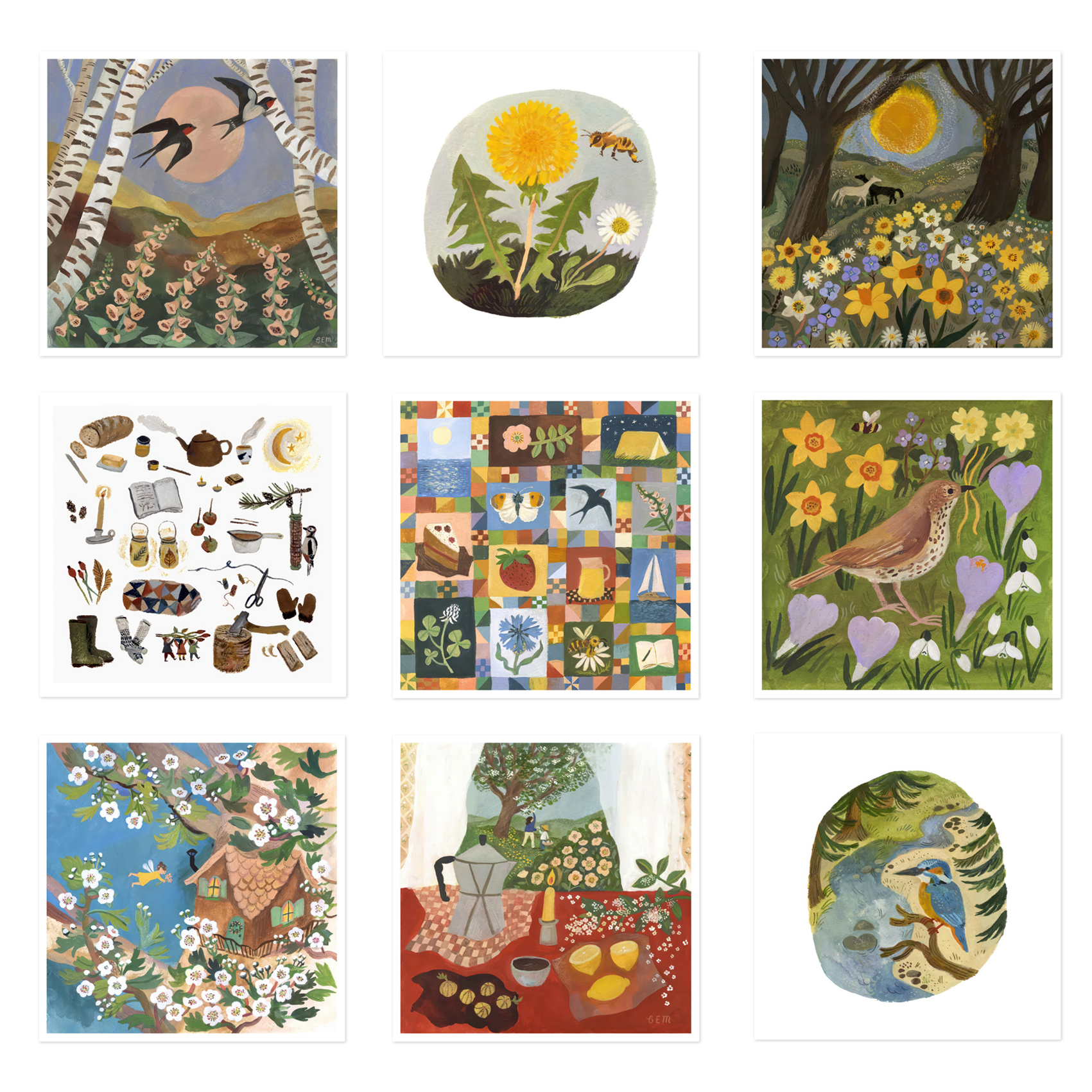 ANNA英国Gemma Koomen海报小清新可爱插画家居餐厅卧室装饰画画芯