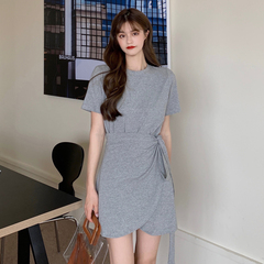 Real price - Summer 2021 new loose Short Sleeve Dress + bandage waist dress