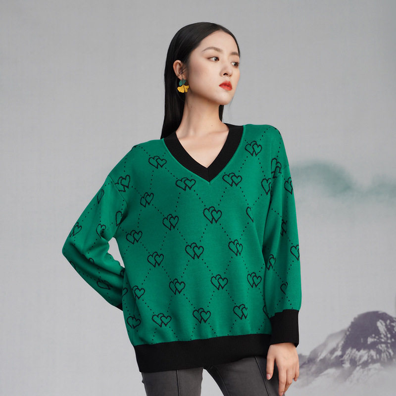 宝迪莱丝2026春秋天丝中长款V领打底衫女宽松毛衫长袖针织衫上衣