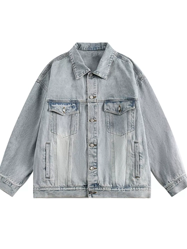 Ретро джинсовая короткая куртка, в американском стиле, оверсайз, осенняя