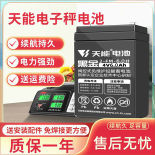 天能电子秤蓄电池通用4V5.5ah20hr商用台秤2 6专用4伏6AH电瓶