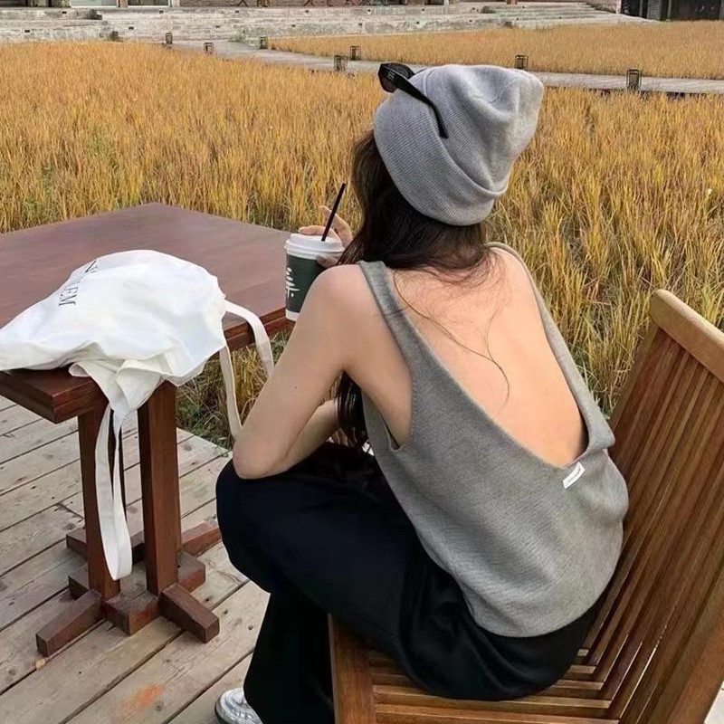 厂商美式辣妹设计感高级露背马甲女春季甜辣欧美宽松无袖吊带背心