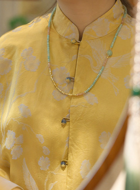 一万种搭配新中式国风海盐汽水项链切面复古天河石多宝新中式项链