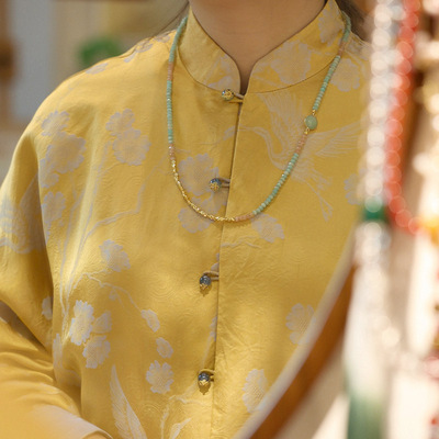 一万种搭配新中式国风海盐汽水项链切面复古天河石多宝新中式项链