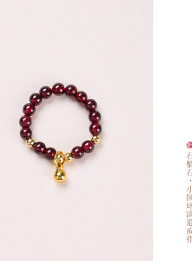 源头工厂天然4mm石榴石戒指女水滴酒红石榴石感水晶戒指