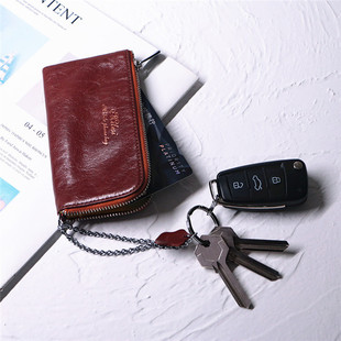 米勒斯真皮拉链零钱包女简约汽车钥匙包多用小钱包硬币包零钱匙包