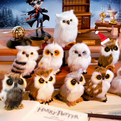 毛绒圣诞节小礼物猫头鹰魔法摆件