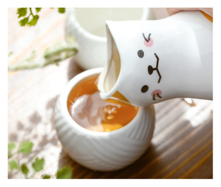 桌面摆件伴手礼物送朋友 日式 礼物陶瓷猫咪清酒壶毛球酒杯酒具套装