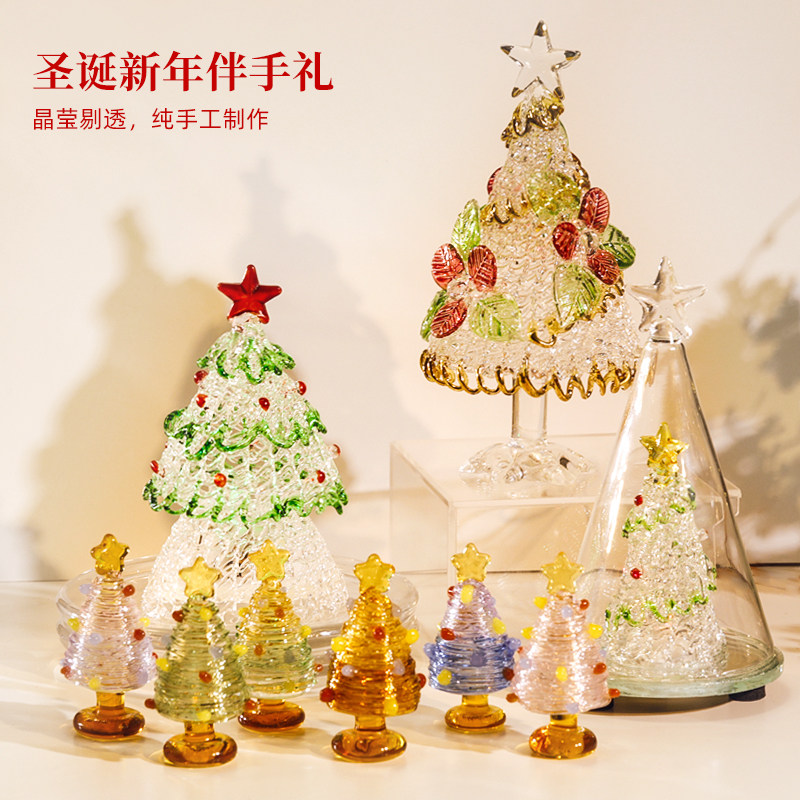 出口日本新年树玻璃界天花板生日老人手工礼物车载摆件桌面迷你