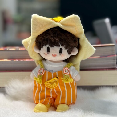 周深属性周可可棉花娃娃10cm16cm黄色香蕉帽子条纹背带裤娃衣套装