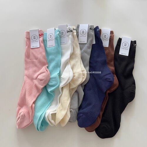 特价韩国袜子 SEAD 东大门进口夏季薄款后跟字母中筒堆堆袜