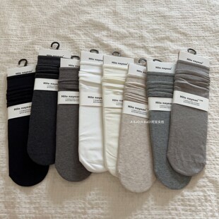 南业秋冬新款 特价 满4 包邮 chao柔棉月子袜女中筒堆堆袜 纯色基础款