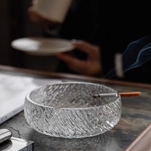 水晶玻璃烟灰缸家用客厅防飞灰高端大气上档次办公室高级感卧室