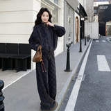 【新款】复古菱格牛仔外套＋阔腿裤B208-268003-P210K329，女装运动套装，浙宝208