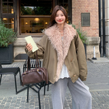 新款！90绒卡其绿色毛毛翻领派克羽绒服B208-9090-P275K368，女装羽绒服，浙宝208