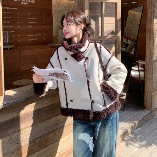 9096 撞色拼接皮毛外套B208 现货 P205K308 新款