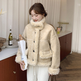 【现货】数据好！加厚两面穿皮毛一体外套B208-8057-P185K278，女装短外套，浙宝208