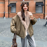 新款！90绒卡其绿色毛毛翻领派克羽绒服B208-9090-P275K368，女装羽绒服，浙宝208