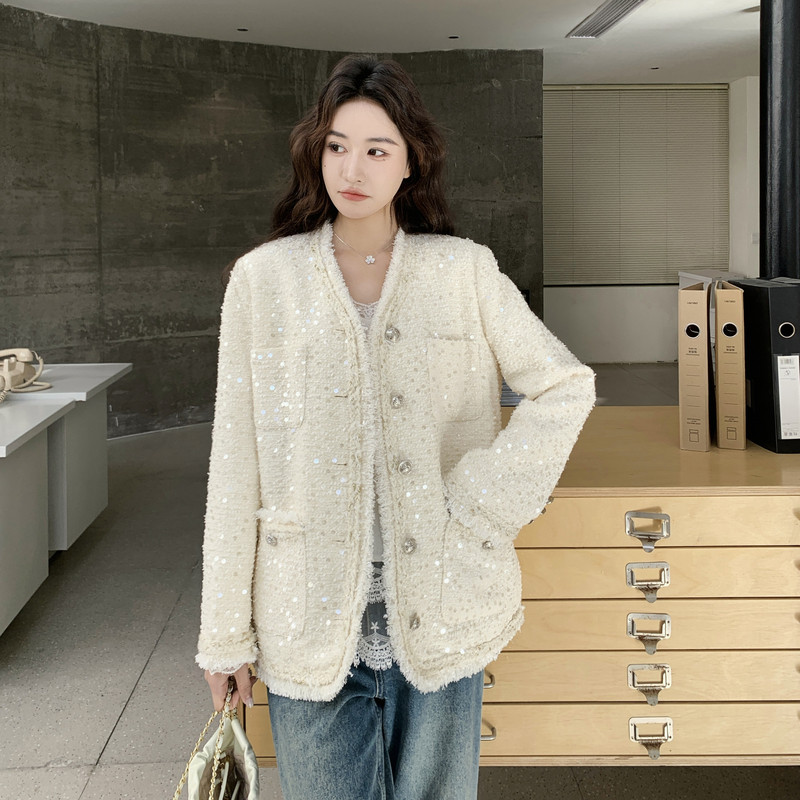 【新款】白色亮片气质款小香外套B208-268005-P165K289,女装短外套,浙宝208