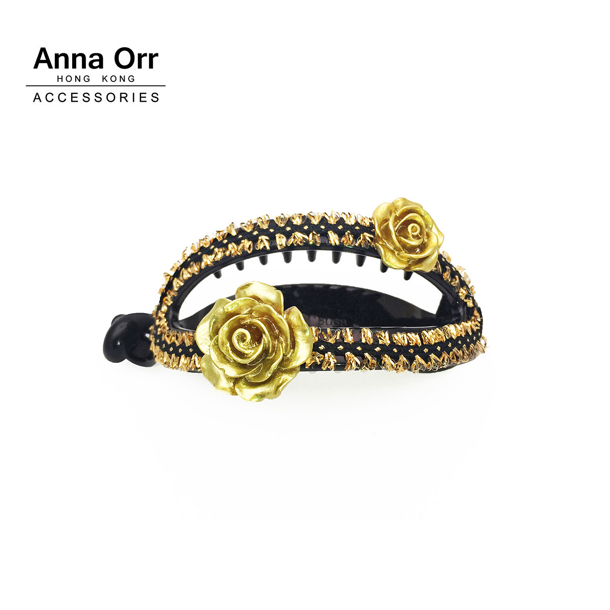 Anna Orr品牌发饰高级感金玫瑰镂空双股优质发夹大号马尾扣发量多