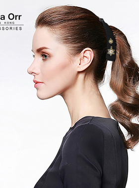 Anna Orr品牌发饰闪钻锆石镀金雪花香蕉夹竖夹马尾发夹精致气质女