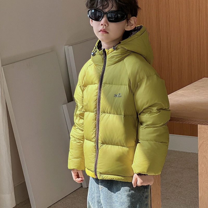 【KUKU 两面穿羽绒服】2025男童羽绒服冬季儿童连帽轻羽保暖外套