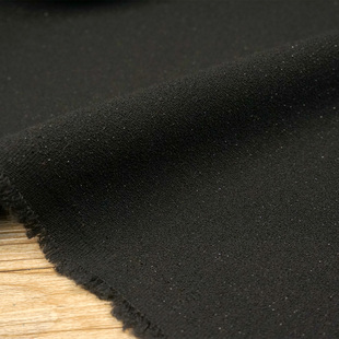日本进口黑色珠光亮丝交织乱麻布料柔软垂感好微弹力裤裙上衣面料