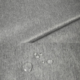 高档麻灰色碎细条纹防水羽绒服尼克服布料 高密不钻绒 不粘灰毛