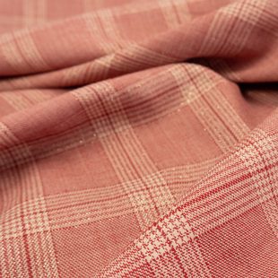 珠光金丝交织浅红色英伦威尔士格精纺纯羊毛布料西装裤子裙子面料