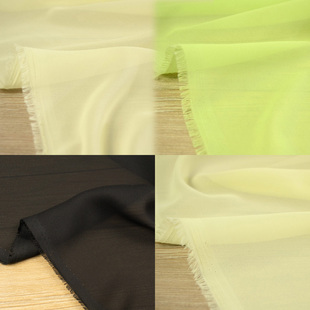 日本进口浅黄嫩绿纯白色轻薄加捻雪纺布料 中透 连衣裙衬衣面料