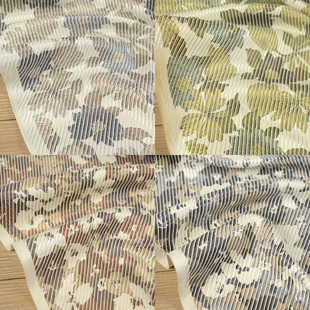 日本进口提花缎条斜纹花卉印花时尚布料 连衣裙衬衣裤子薄外套料