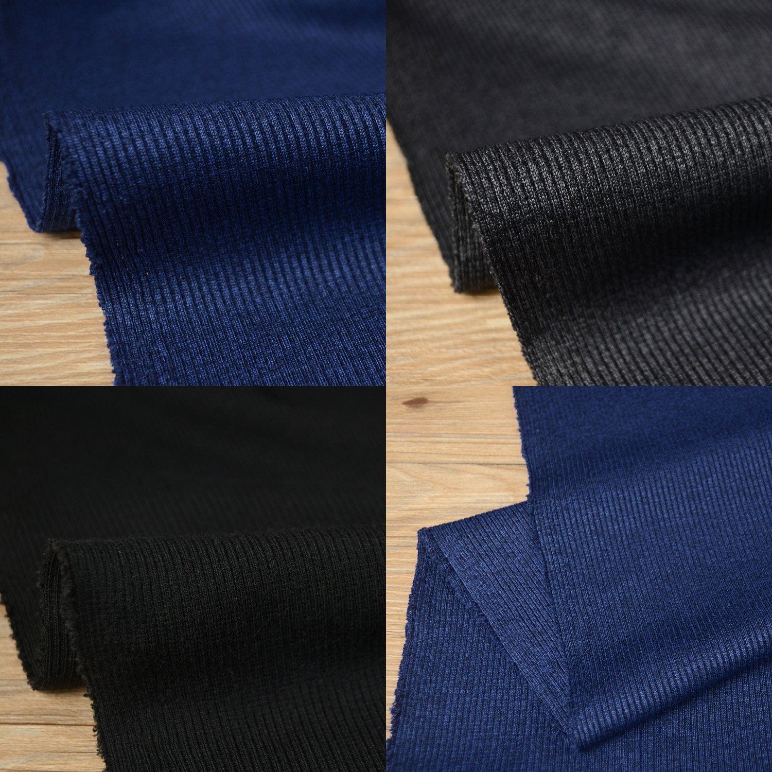 蓝灰黑色ad高档弹力螺纹布料羽绒服夹克卫衣裤腰领口袖口下摆面料