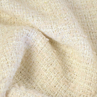 粉白色粗细编织镂空交织金丝精致小香风时尚布料西装裙子礼服面料